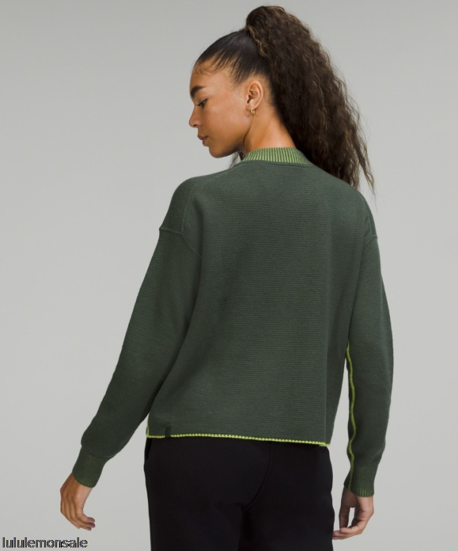 Lululemon Damen DELULU491 | Räucherfichte Doppelstrick-Wendepullover Mit Rundhalsausschnitt